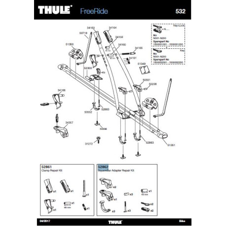 KIT POIGNEE VERROUILLAGE BARRE DE TOIT FREERIDE